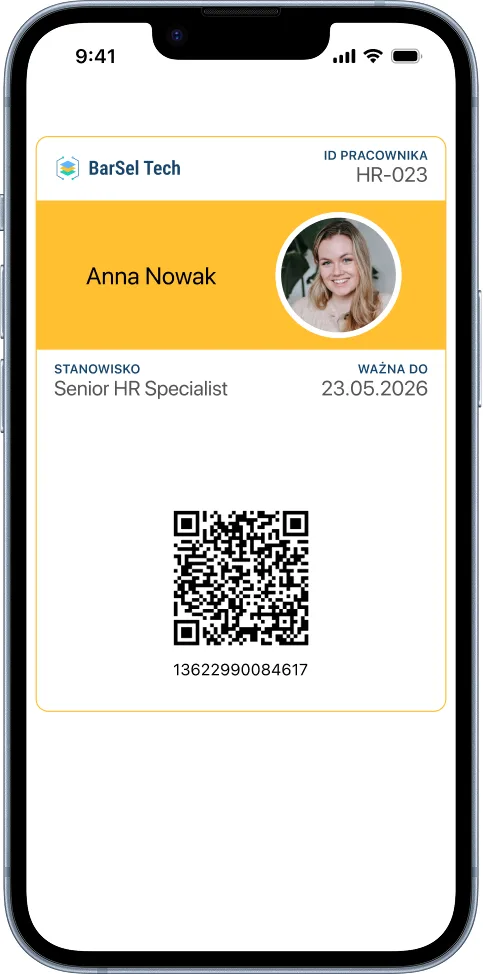 Identyfikator w Apple Wallet na iphone Cyfrowy identyfikator pracowniczy personalizowany