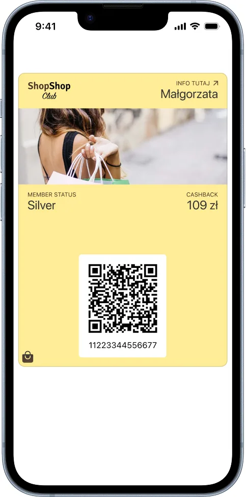 cyfrowa karta lojalnościowa personalizowana w Apple Wallet na iphone cyfrowa karta lojalnościowa personalizowana